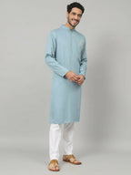 Cotton Kurta With Single Motif Embroidery by Hilo Design | Grocsy