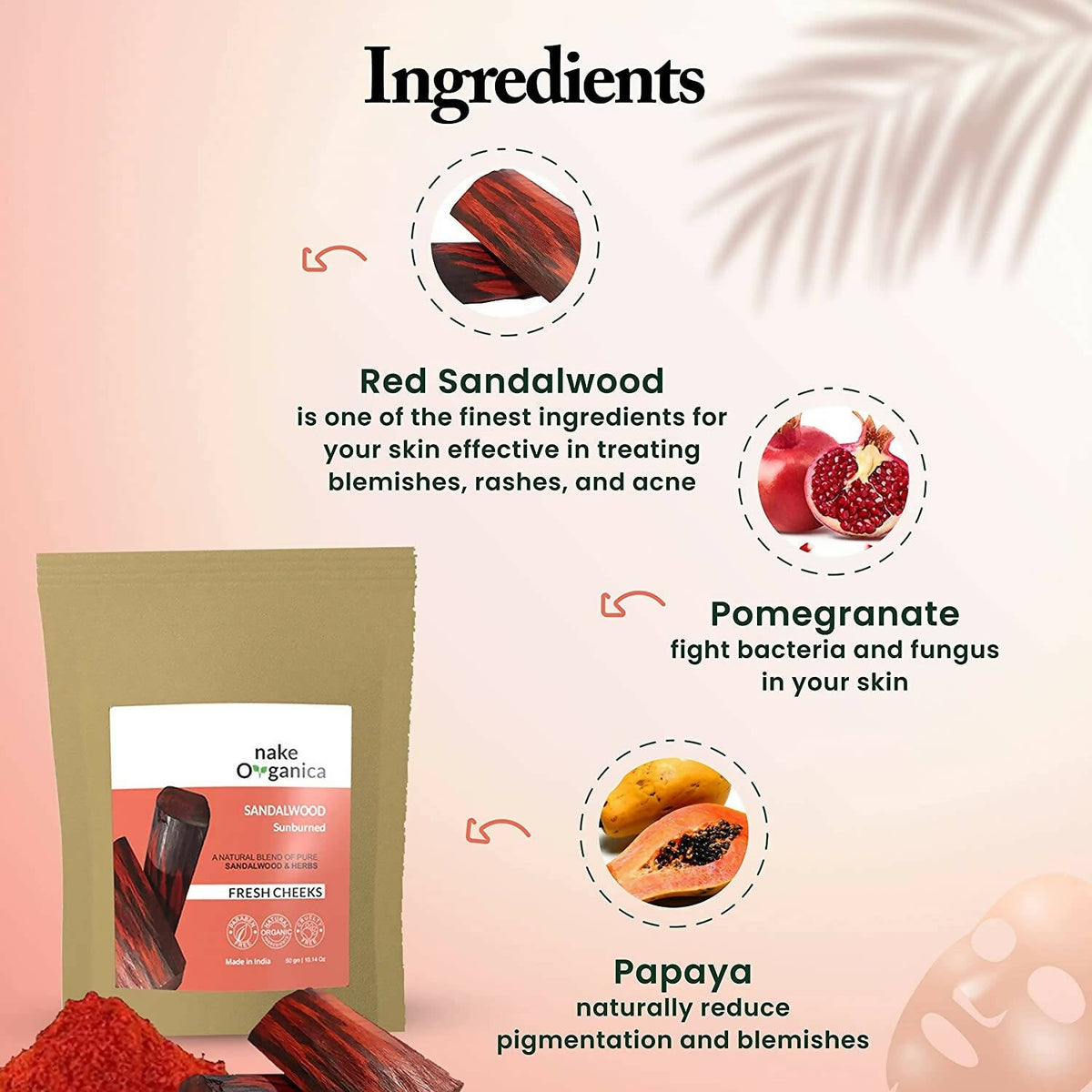Nake Organica Sandalwood Fresh Cheeks Face Mask | Grocsy