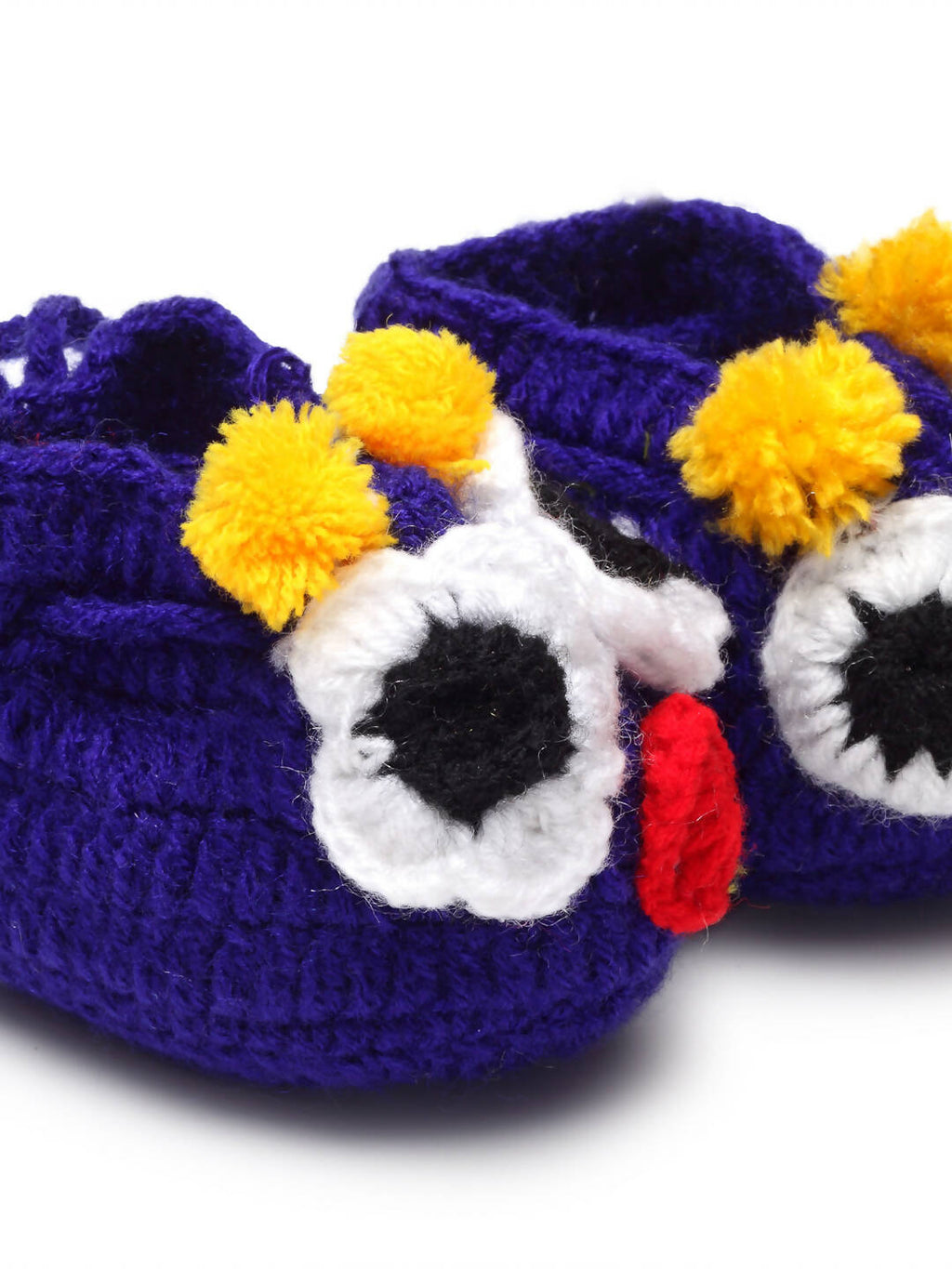 Chutput Kids Woollen Hand Knitted Monster Face Booties - Blue | Grocsy