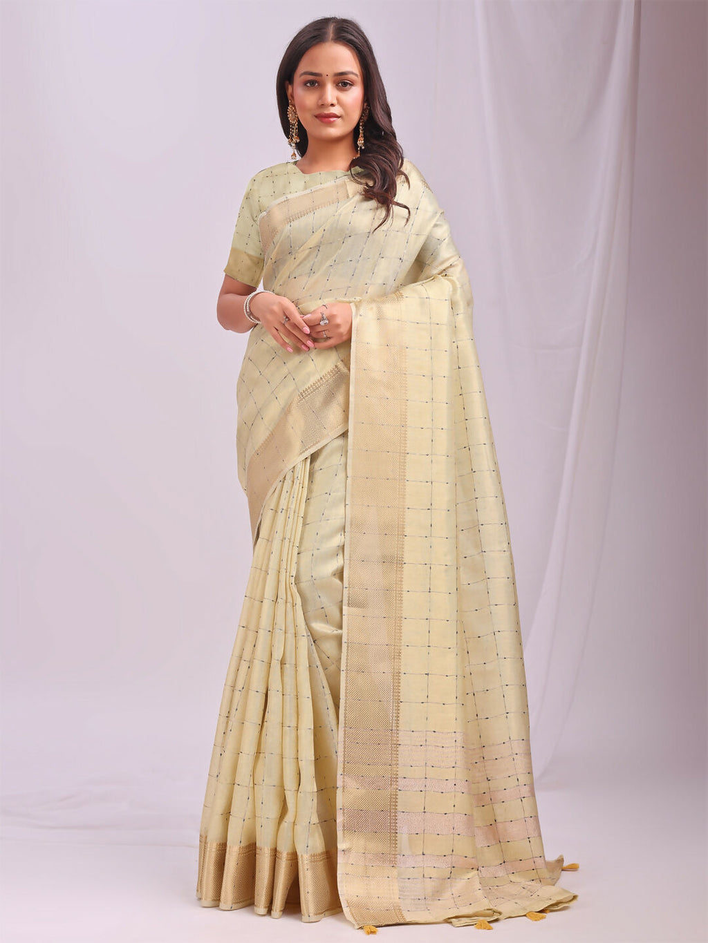 Shree Shyam Fashion Organza Gold Saree | Grocsy