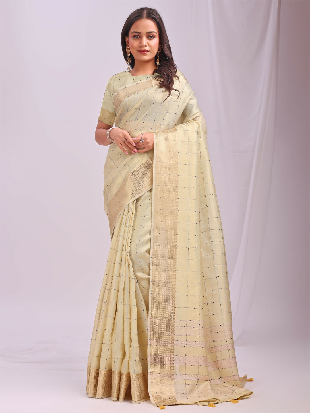 Shree Shyam Fashion Organza Gold Saree | Grocsy