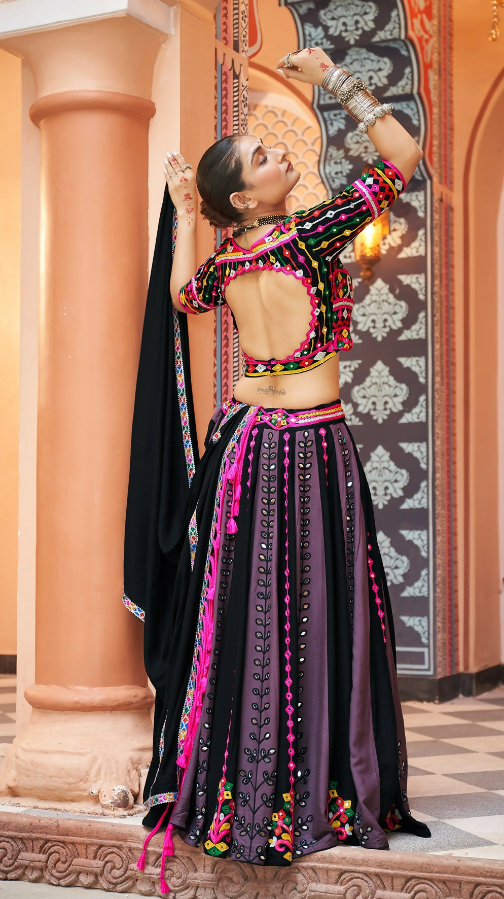 AI Fashion Multi Color Viscose Rayon Designer Navratri Lehenga Choli Collection | Grocsy