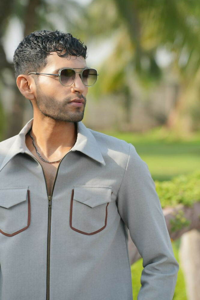 Laynox Distorted Gray Shacket by Hilo Design | Grocsy