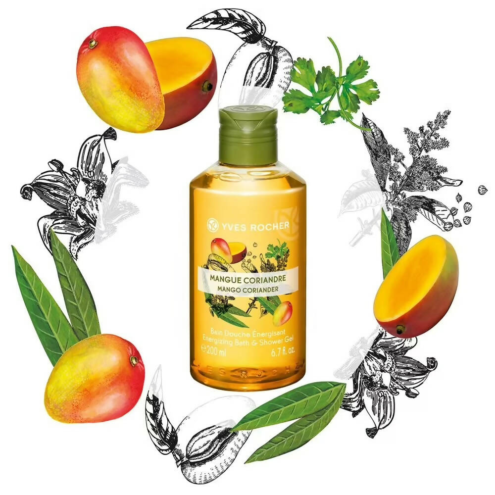Yves Rocher Energizing Bath & Shower Gel - Mango Coriander | Grocsy