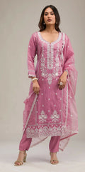 Anaita Pink Embroidered Silk Stitched Salwar suit | Grocsy