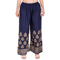 PAVONINE Navy Blue Color Golden Printed Rayon Fabric Sharara For Women & Girls | Grocsy