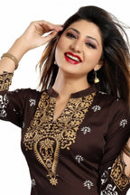 Snehal Creations Endearing Ethnicity Short Brown Tunic | Grocsy