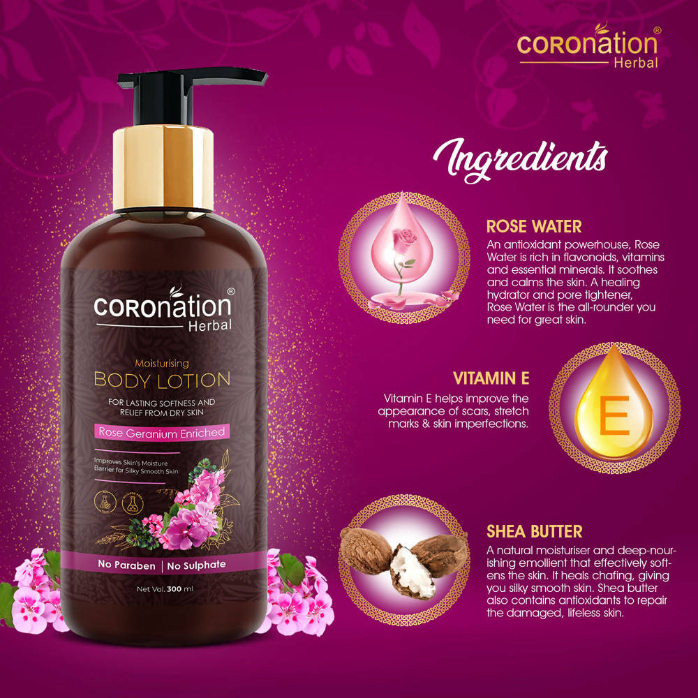Coronation Herbal Rose Geranium Enriched Body Lotion | Grocsy