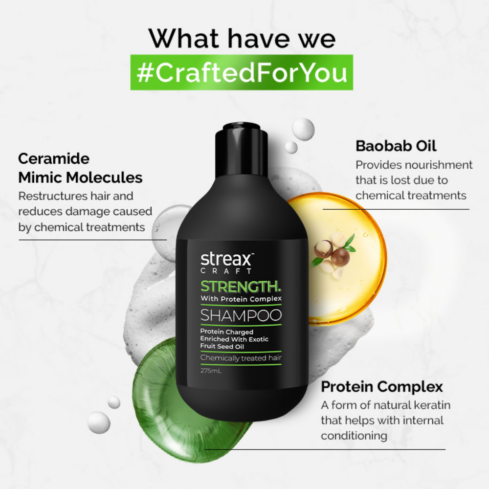 Streax Craft Strength Shampoo For Chemically Treated Hair Strength with Protein Complex | Grocsy