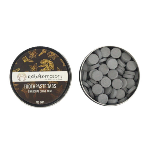 Nature Masons Toothpaste Tabs Charcoal, Clove & Mint | Grocsy