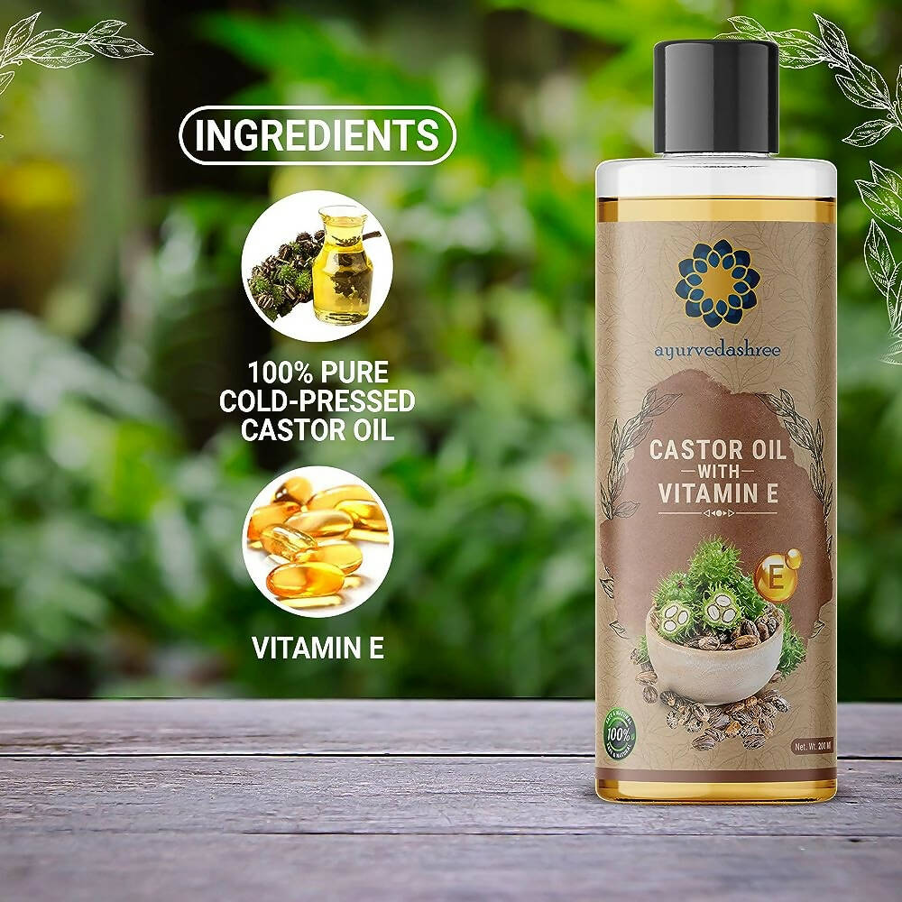 Ayurvedashree Cold-Pressed Castor Oil with Vitamin E | Grocsy