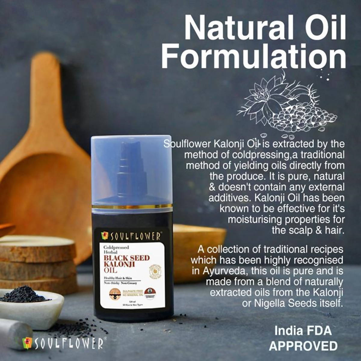 Soulflower Herbal Coldpressed Black Seed Kalonji Oil | Grocsy