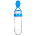 Safe-O-Kid Easy Squeezy Silicone Food Feeder Spoon (Soft Tip) Bottle- Blue- 90mL | Grocsy