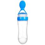 Safe-O-Kid Easy Squeezy Silicone Food Feeder Spoon (Soft Tip) Bottle- Blue- 90mL | Grocsy