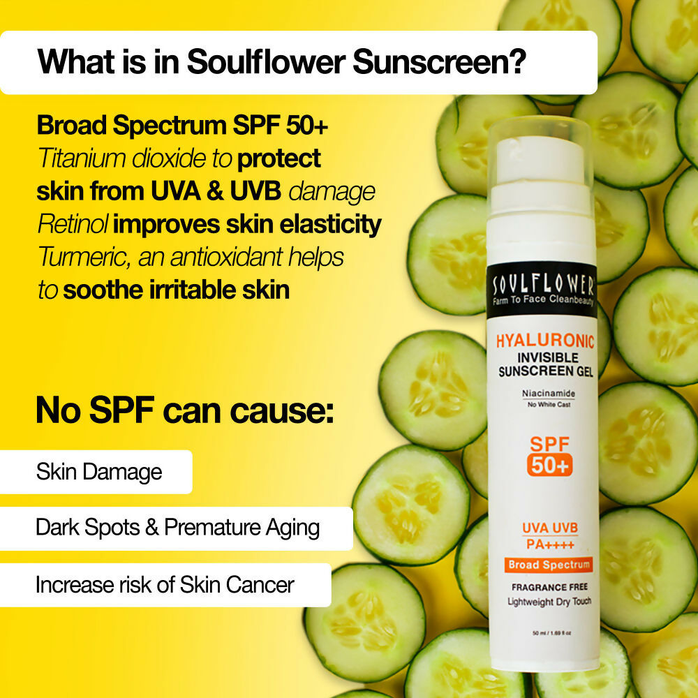 Soulflower Hyaluronic Invisible Sunscreen Gel | Grocsy