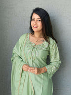 Anaita Green Crape Readymade Kurti Set with Beads Sequence Work | Grocsy