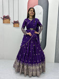 Teeya Creation Purple Color Chinon Silk Embroidery Work Fully Stitched Lehenga Choli | Grocsy