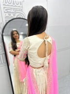 Teeya Creation Cream Color Banarasi Silk Heavy Embroidery Work Fully Stitched Lehenga Choli | Grocsy