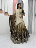 Teeya Creation Multi Color Chinon Silk Heavy Embroidery Work Fully Stitched Lehenga Choli | Grocsy