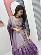 Teeya Creation Multi Color Chinon Silk Heavy Embroidery Work Fully Stitched Lehenga Choli | Grocsy