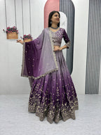 Teeya Creation Multi Color Chinon Silk Heavy Embroidery Work Fully Stitched Lehenga Choli | Grocsy