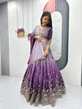 Teeya Creation Multi Color Chinon Silk Heavy Embroidery Work Fully Stitched Lehenga Choli | Grocsy