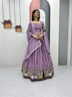 Teeya Creation Lavender Color Chinon Silk Heavy Embroidery Work Fully Stitched Lehenga Choli | Grocsy