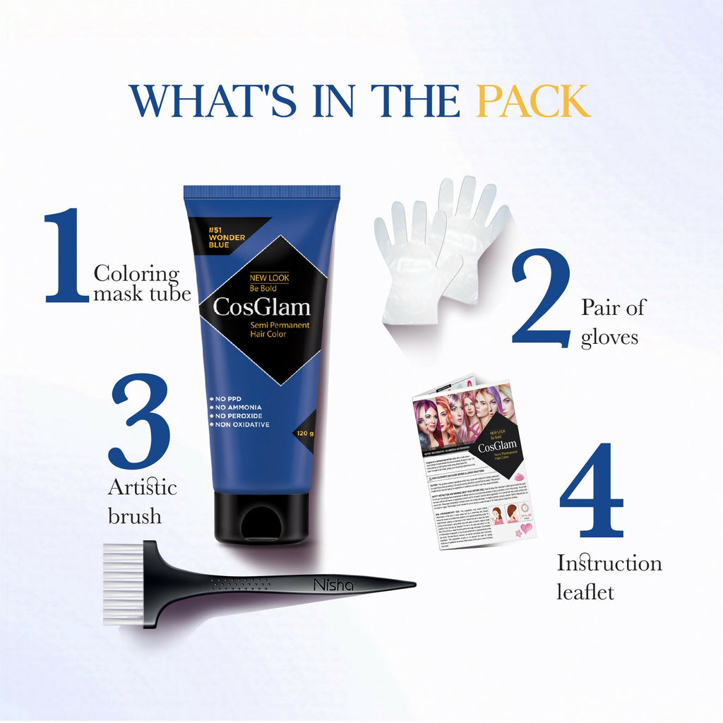 Cosglam Semi Permanent Hair Color for Women & Men (#51 Wonder Blue) | Grocsy