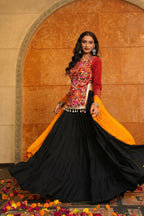 AI Fashion Black Crepe Designer Navratri Wear Lehenga Choli Collection | Grocsy