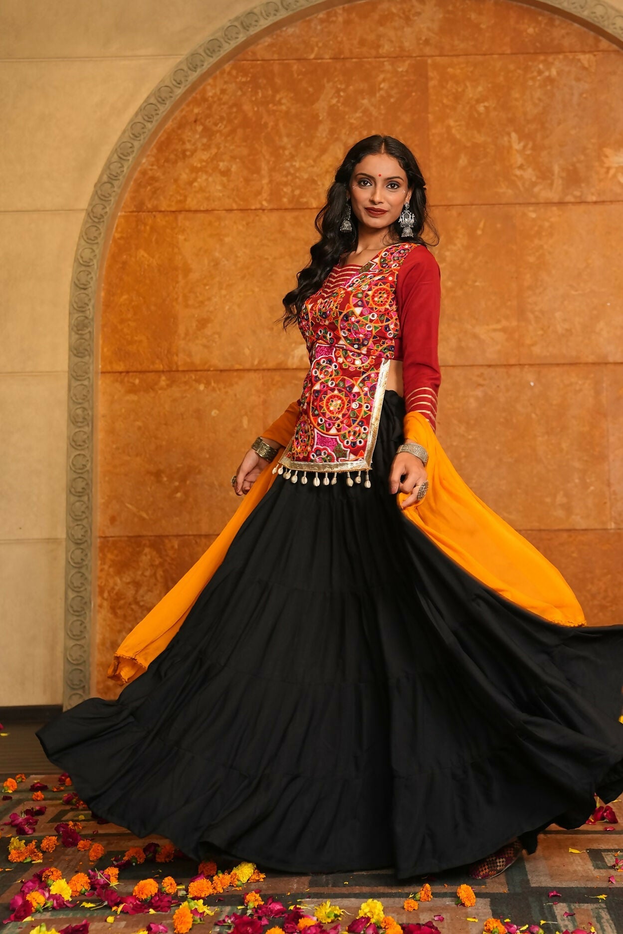 AI Fashion Black Crepe Designer Navratri Wear Lehenga Choli Collection | Grocsy