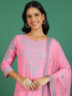Sangria Embroidered Kurta & Trouser With Dupatta | Grocsy