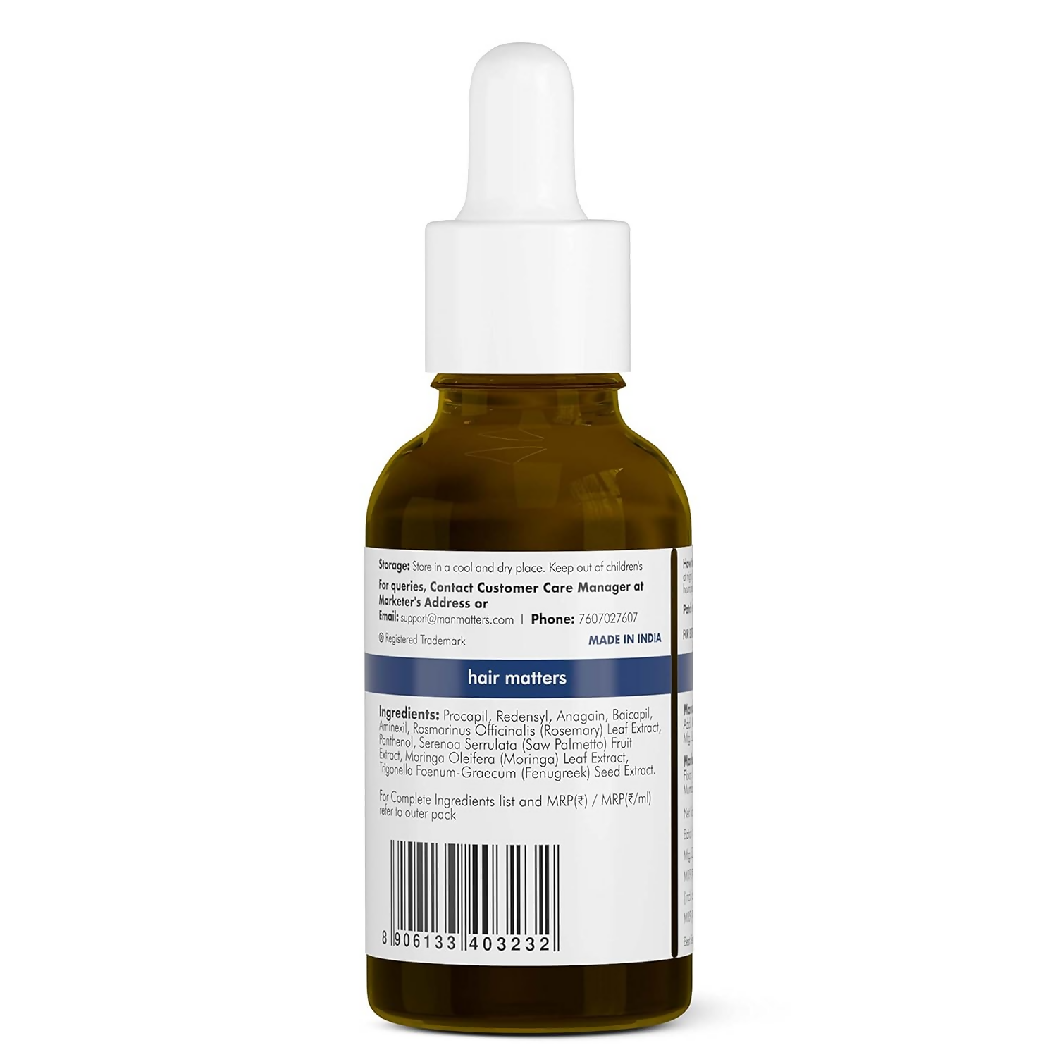 Man Matters Advanced Hair Serum With 3% Redensyl, 2% Anagain & 1% Aminexil, Rosemary Leaf Extract | Grocsy