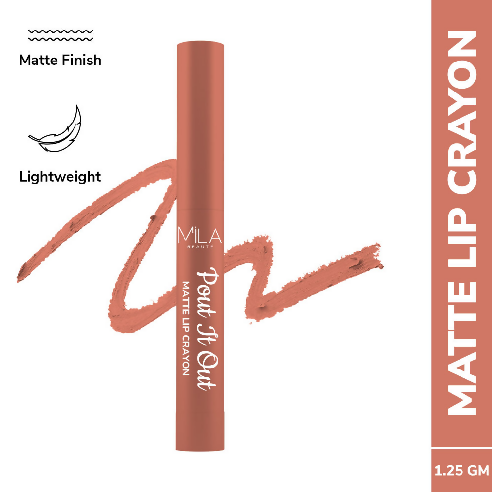 Mila Beaute Pout It Out Long Lasting & Matte Finish Lip Crayon Lipstick - Jasmine | Grocsy
