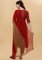 Alvano Alvano Stylish Lehriya Kurti with Pant and Dupatta Set for Women's and girls | Grocsy