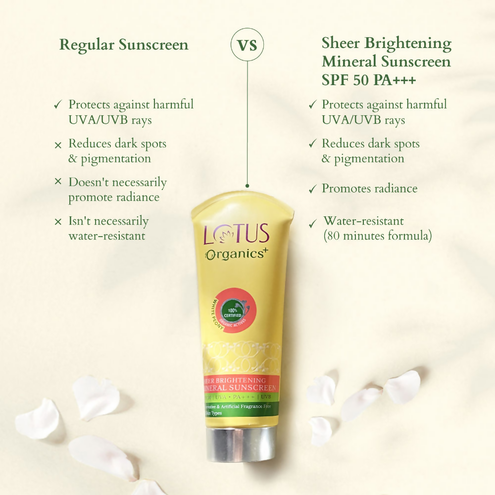 Lotus Organics Sheer Brightening Mineral Sunscreen SPF 50 PA +++ | Grocsy
