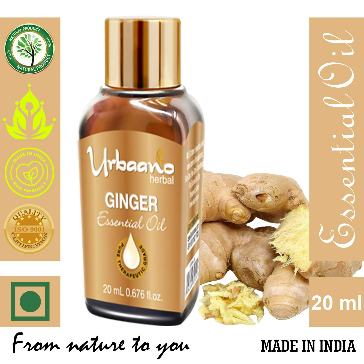 Urbaano Herbal Ginger Essential Oil | Grocsy