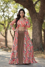 Vastranavya Latest Fancy Party Wear Lehenga Choli With Shrug - Peach | Grocsy