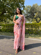 Vamsee Pink Chiffon Designer Saree | Grocsy