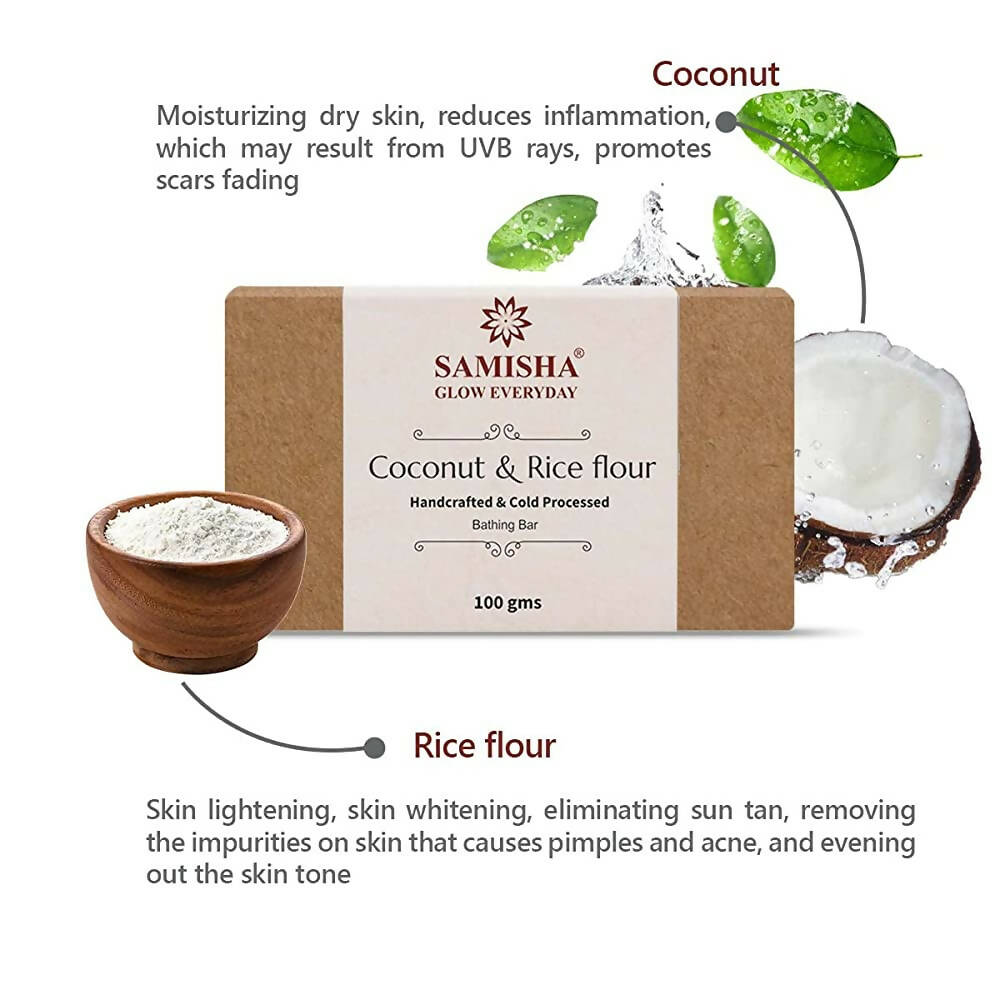 Samisha Organic Coconut Milk & Rice Flour Skin Healing Bathing Bar | Grocsy