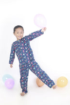 Breathables Kids Cotton Owl Print Co-Ord Night Suit – Navy Blue | Grocsy