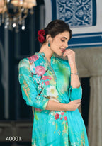 Designer Stylish Sky Pure Muslin Stitched Suit - Apoorva | Grocsy