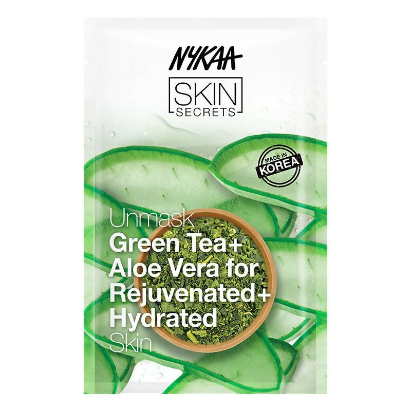 Nykaa Skin Secrets Exotic Indulgence Green Tea + Aloe Vera Sheet Mask For Hydrated Skin | Grocsy