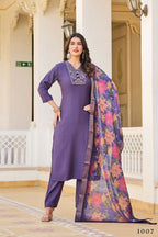 Festive Wear Ethnic Purple vetigun Stitched Suit With Dupatta - Nisha | Grocsy