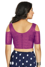Aastha Fashion Women's Purple Art Silk Cold Shoulder Sleeve Readymade Blouse | Grocsy