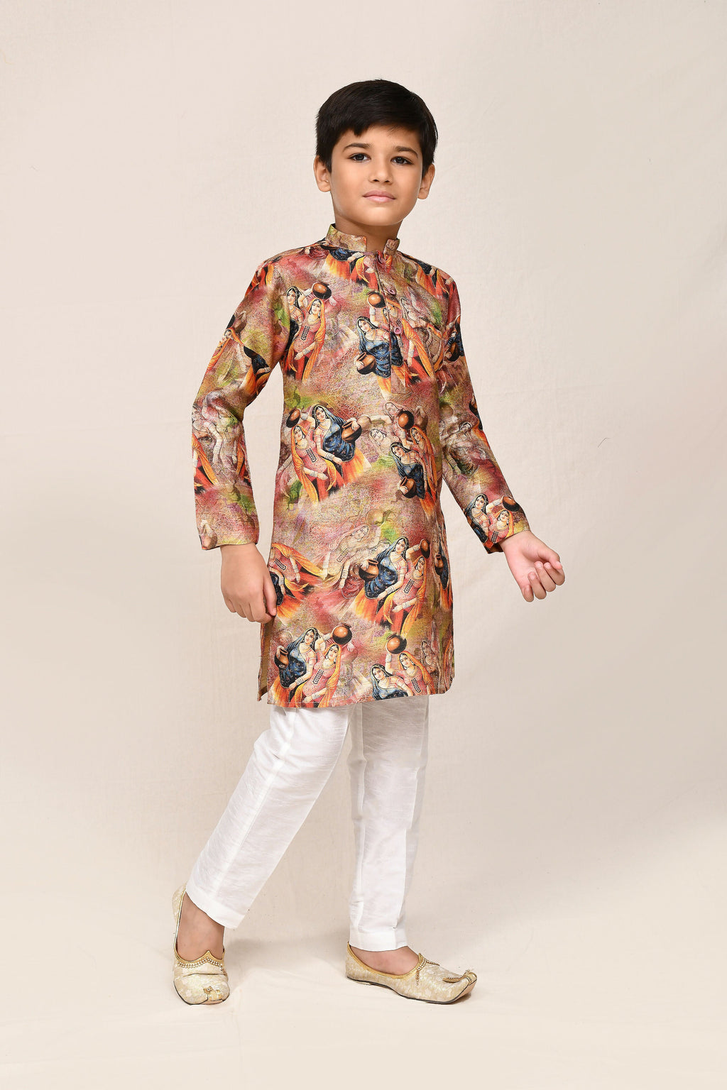 Joban Fashion Silk Dark Beige Kurta With Straight Fit Pant | Grocsy