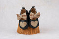Tiny Bugs Girls Heart Bow Detailing Booties - Black & Gold | Grocsy