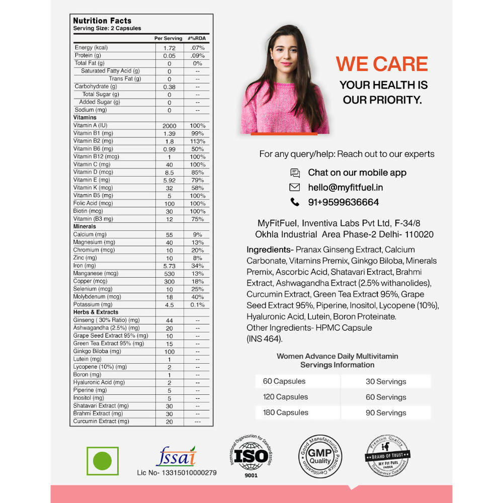 MyFitFuel Women Advance Daily Essential Multivitamin Capsules | Grocsy