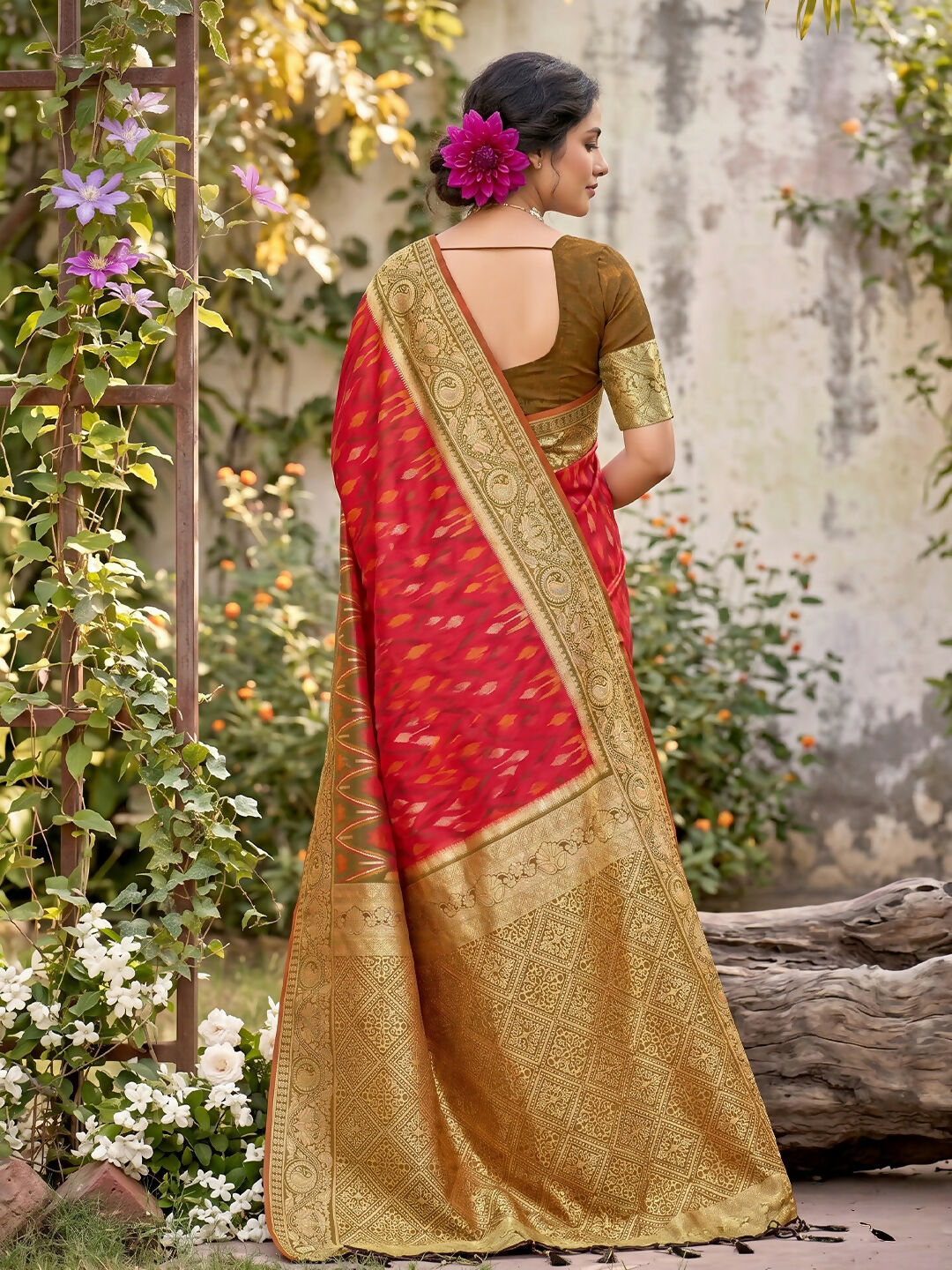 Shree Shyam Fashion Red Soft Silk Saree | Grocsy