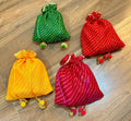 Joban Fashion 12*10 Inch Bandhani Print Potli Bags For Giveaways ( Pack Of 4 ) - Multicolor | Grocsy