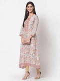 Myshka Multi Cotton Printed Full Sleeve Round Neck Casual Kurta | Grocsy